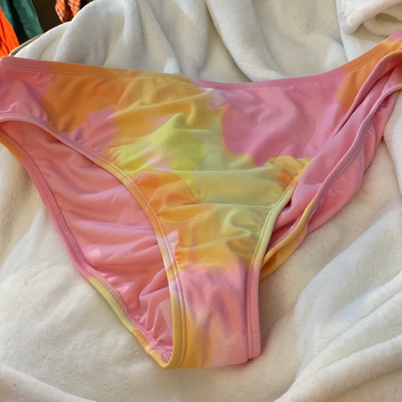 New Women  High Leg Cheeky Bikini Bottom - Wild Fable Pink/Orange/Yellow Tie-Dye - Picture 3 of 9